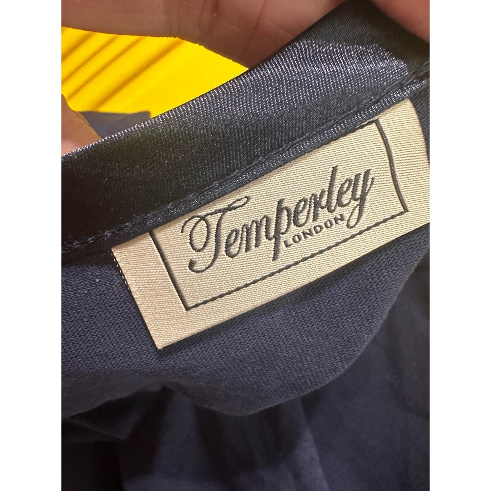 Temperley London Navy Blue Cotton Long Sleeve Top Satin Trim Mesh Detail Mens M‎ - Picture 5 of 9